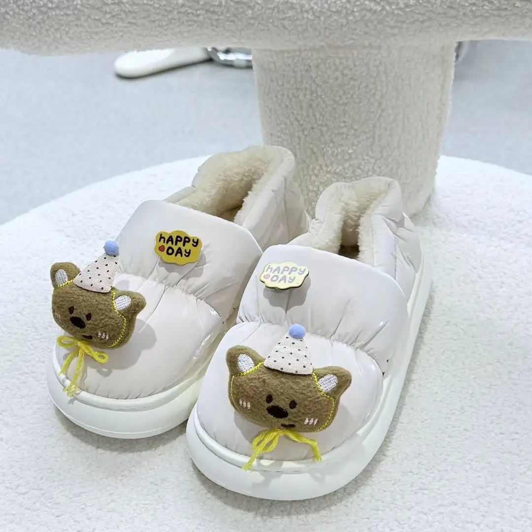 Stepping on Poop Feeling Fluffy Slippers, Cotton Slippers for Men, Winter Home Warm Waterproof Closed-Back Men's Cotton Shoes, Women's Winter - Image 6