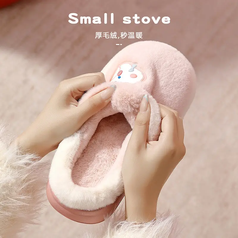Thick-Soled Household Cotton Slippers for Women, Winter Plush Warm Non-Slip Indoor Home Furry Slippers for Men, Winter Wholesale - Image 8
