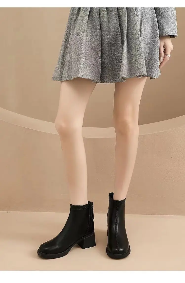 Women Black Fleece Heel Boots Medium 2025 — feature 14