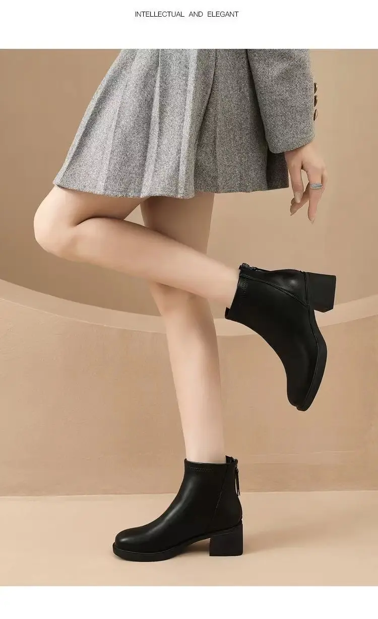 Women Black Fleece Heel Boots Medium 2025 — feature 15