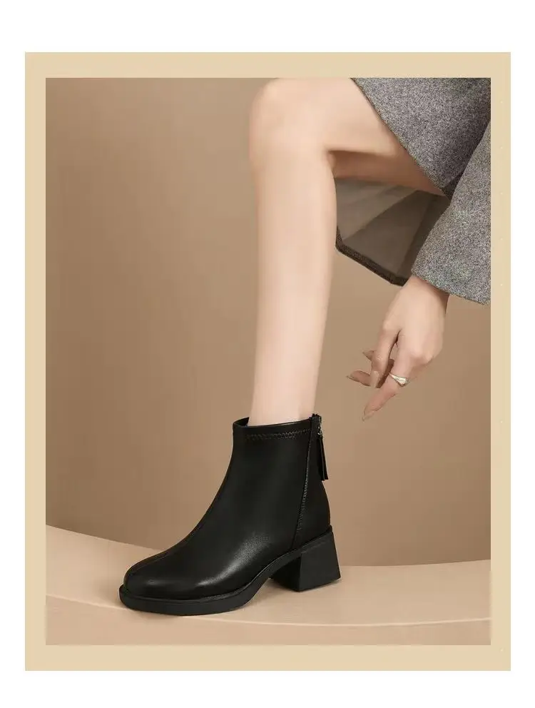 Women Black Fleece Heel Boots Medium 2025 — feature 16
