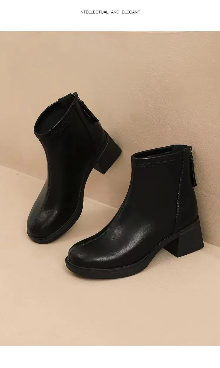 Women Black Fleece Heel Boots Medium 2025 — feature 17