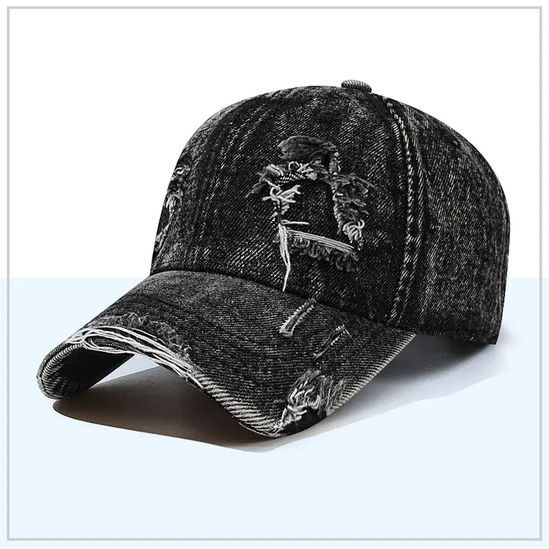 Men Distressed Coated Denim Cap Washed Cotton Vintage Sun Hat — feature 10