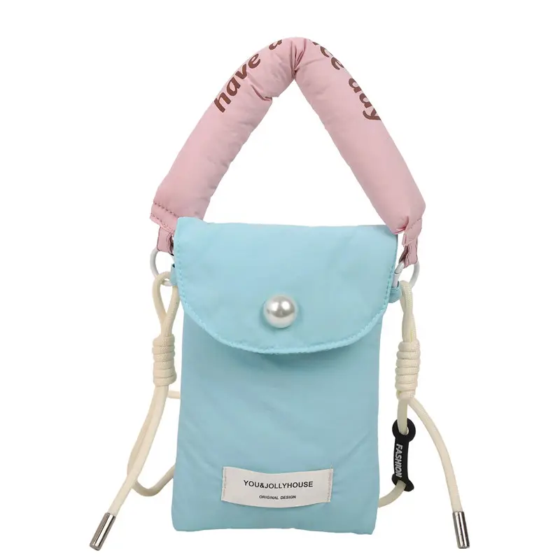 Winter Cotton Crossbody Bag for Women Pink Blue