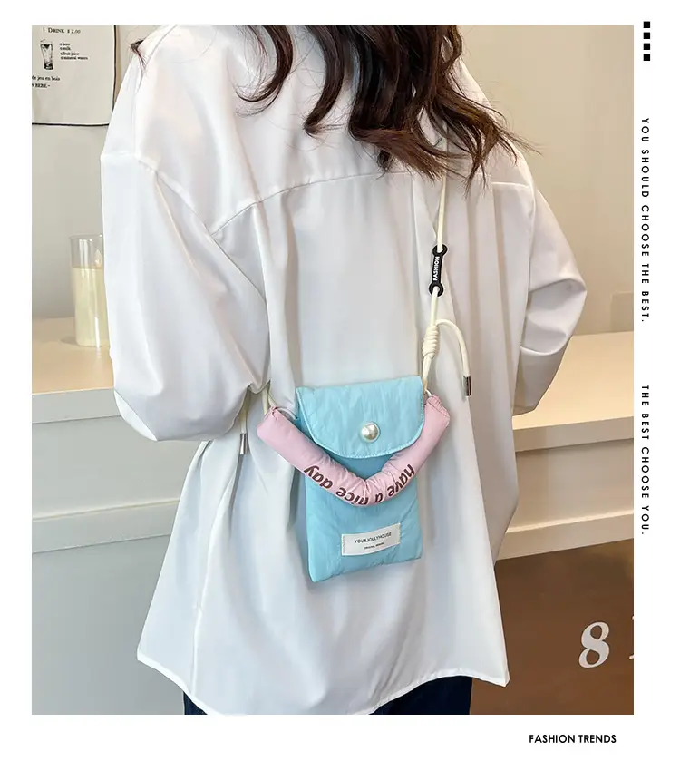 Winter Cotton Crossbody Bag for Women Pink Blue — feature 1