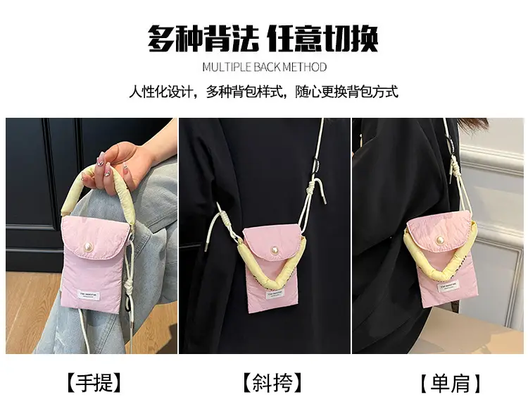 Winter Cotton Crossbody Bag for Women Pink Blue — feature 11