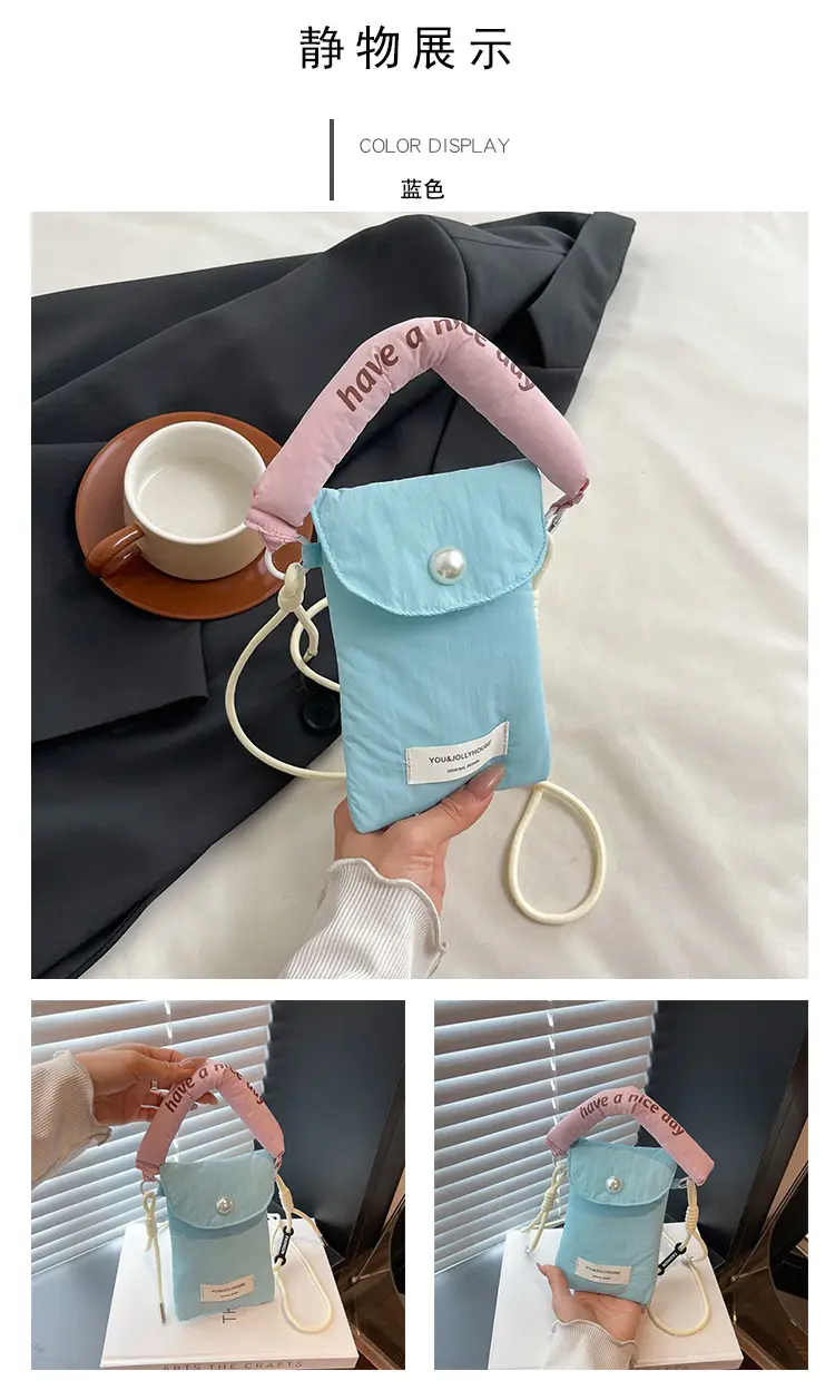 Winter Cotton Crossbody Bag for Women Pink Blue — feature 12