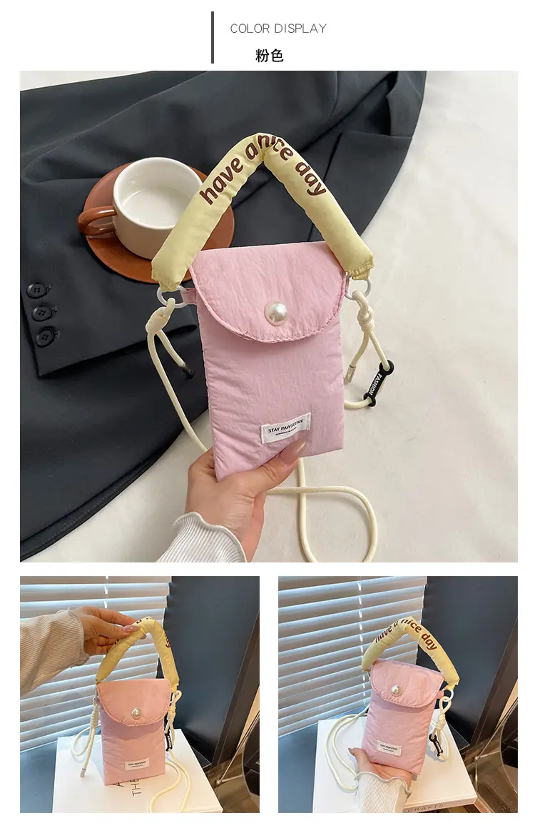 Winter Cotton Crossbody Bag for Women Pink Blue — feature 13