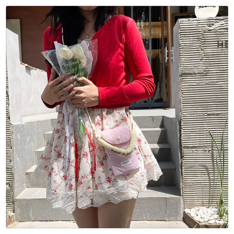 Winter Cotton Crossbody Bag for Women Pink Blue — feature 30