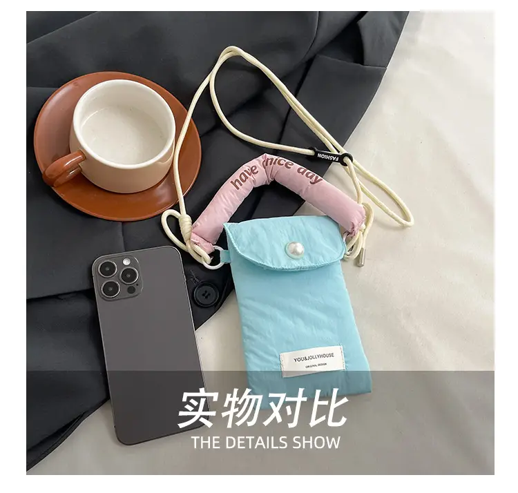 Winter Cotton Crossbody Bag for Women Pink Blue — feature 9