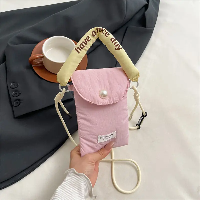 Winter Cotton Crossbody Bag for Women Pink Blue