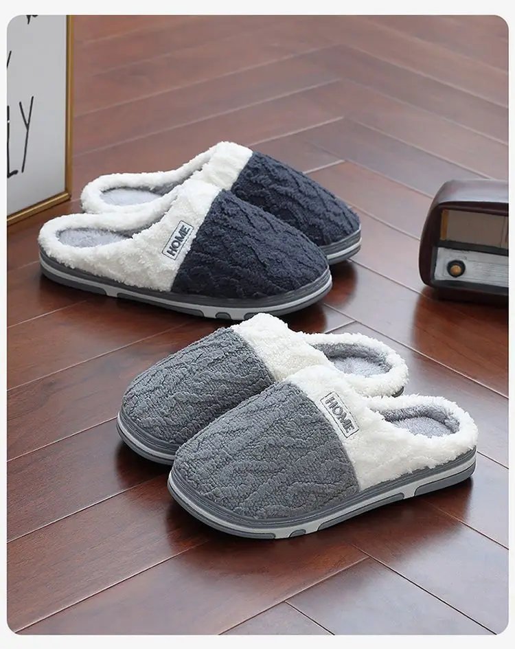 Cotton Slippers for Men and Women in Autumn and Winter 2025 New Indoor Home Anti-Slip and Deodorant Plush Fleece-Lined Thick-Soled Cotton Slippers — feature 10