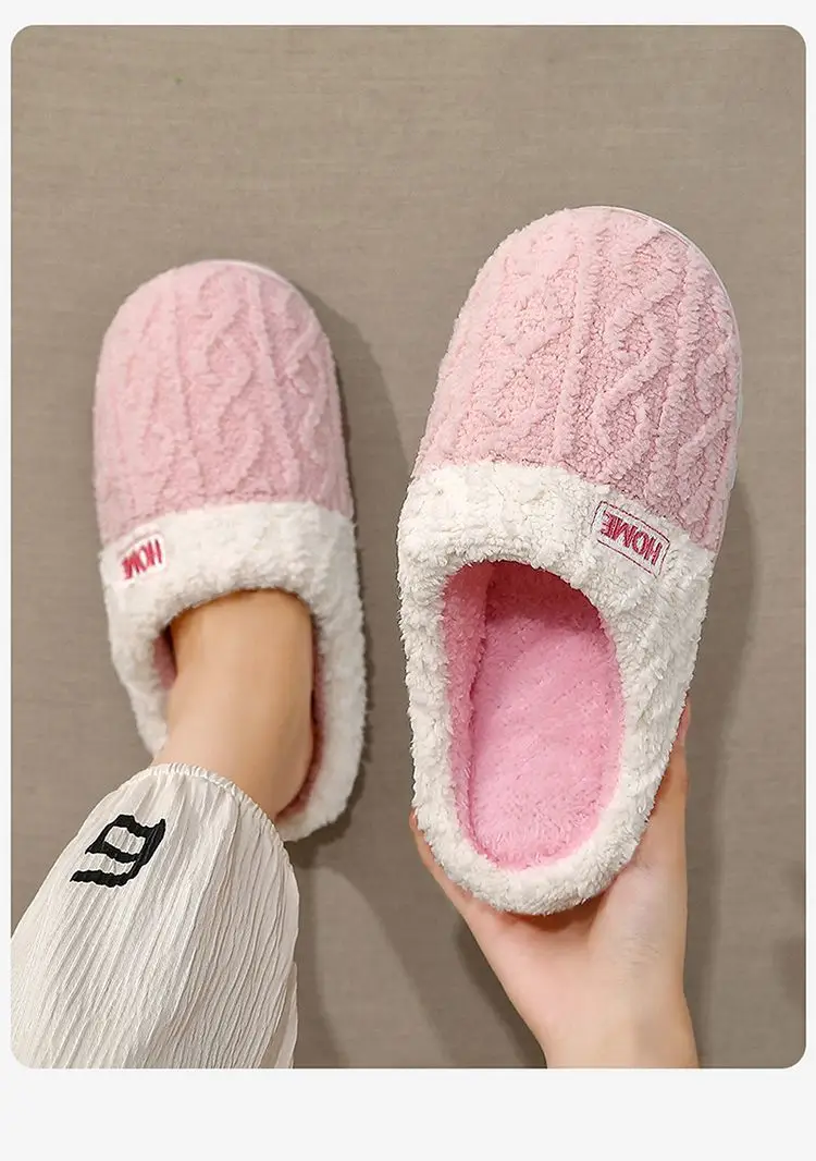 Cotton Slippers for Men and Women in Autumn and Winter 2025 New Indoor Home Anti-Slip and Deodorant Plush Fleece-Lined Thick-Soled Cotton Slippers — feature 12