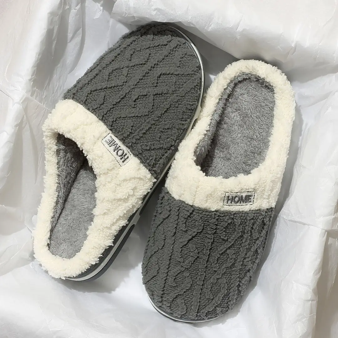 Cotton Slippers for Men and Women in Autumn and Winter 2025 New Indoor Home Anti-Slip and Deodorant Plush Fleece-Lined Thick-Soled Cotton Slippers - Image 2