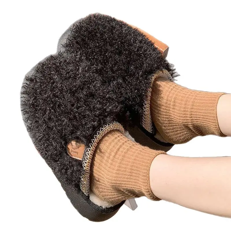 Source Factory Autumn and Winter New Women's Shoes, Plush Thickened Curly Fur Slippers, Casual Outdoor Wear, Home Cotton Slippers, Cross-Border Foreign Trade - Image 9