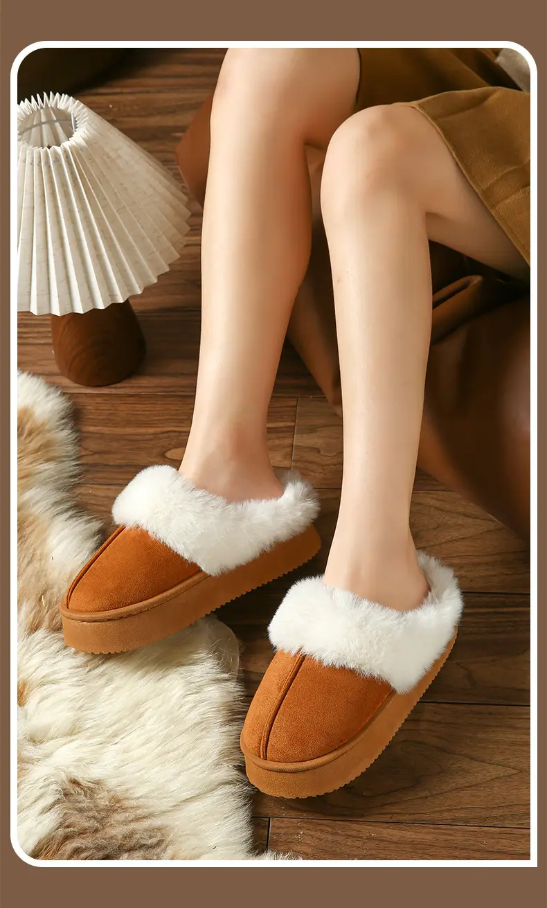 Warm Cotton Slippers for Women in Winter, Thickeneded Velvet for Indoor and Home Use, Non-Slip, Poop-Feeling Outer Wear, Couple Cotton Shoes for Men — feature 14