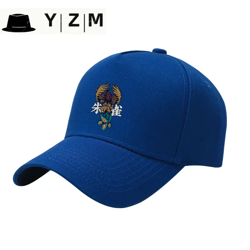 White Baseball Cap with Blue Dragon Embroidery - Image 33