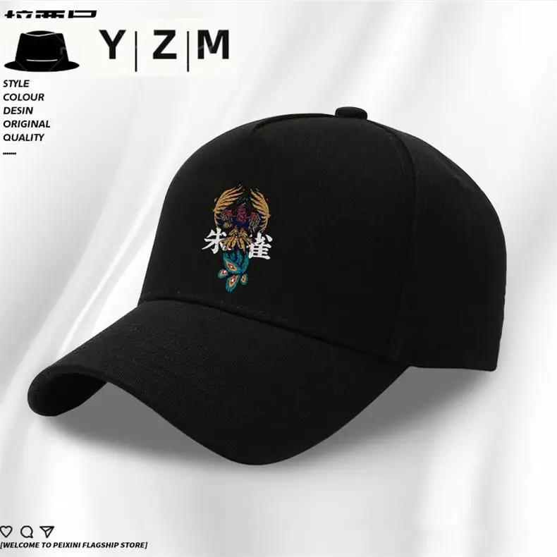 White Baseball Cap with Blue Dragon Embroidery — feature 11