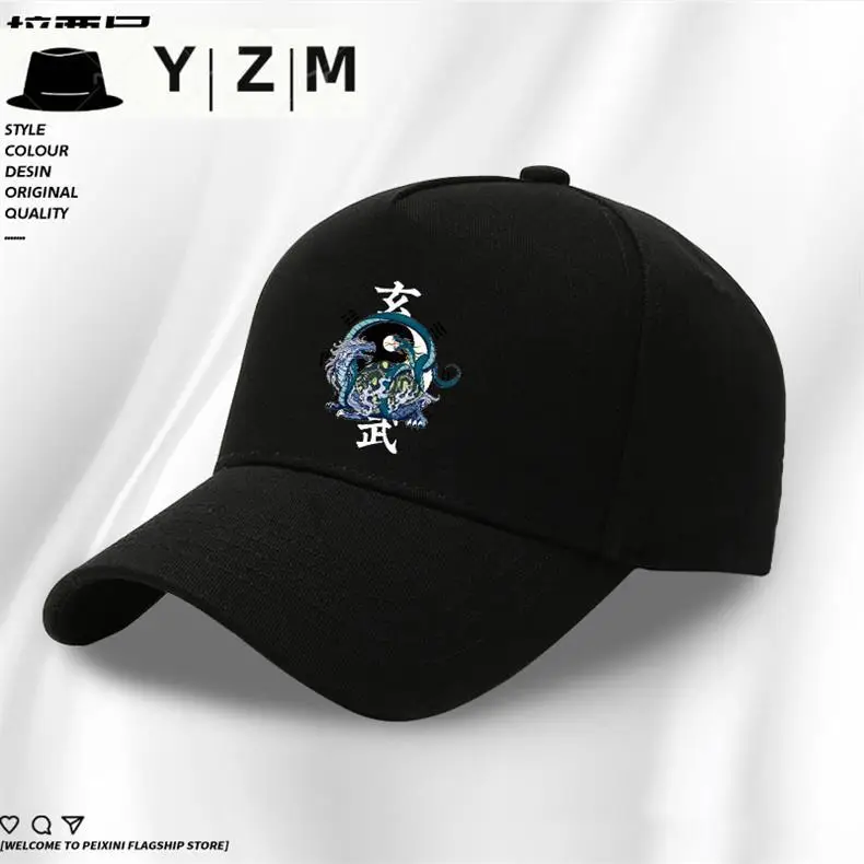 White Baseball Cap with Blue Dragon Embroidery — feature 9