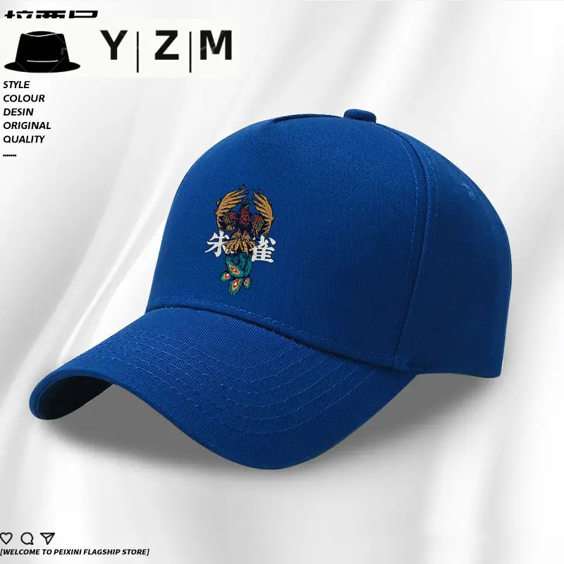 White Baseball Cap with Blue Dragon Embroidery - Image 14