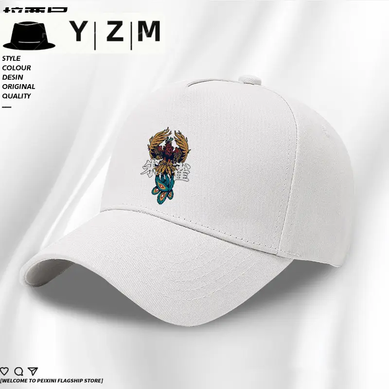 White Baseball Cap with Blue Dragon Embroidery - Image 18