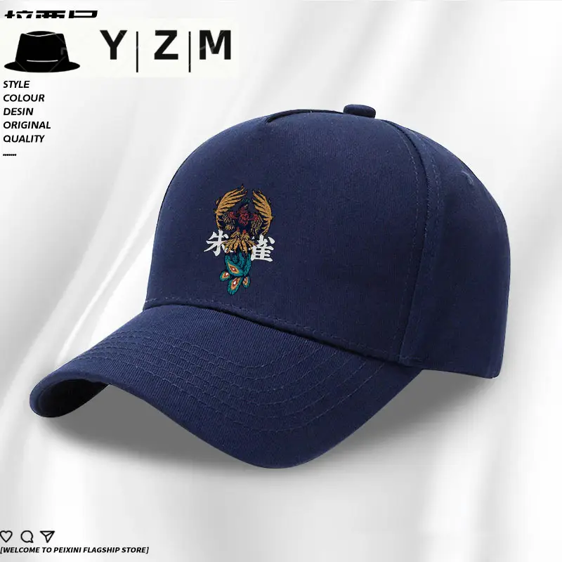 White Baseball Cap with Blue Dragon Embroidery - Image 26