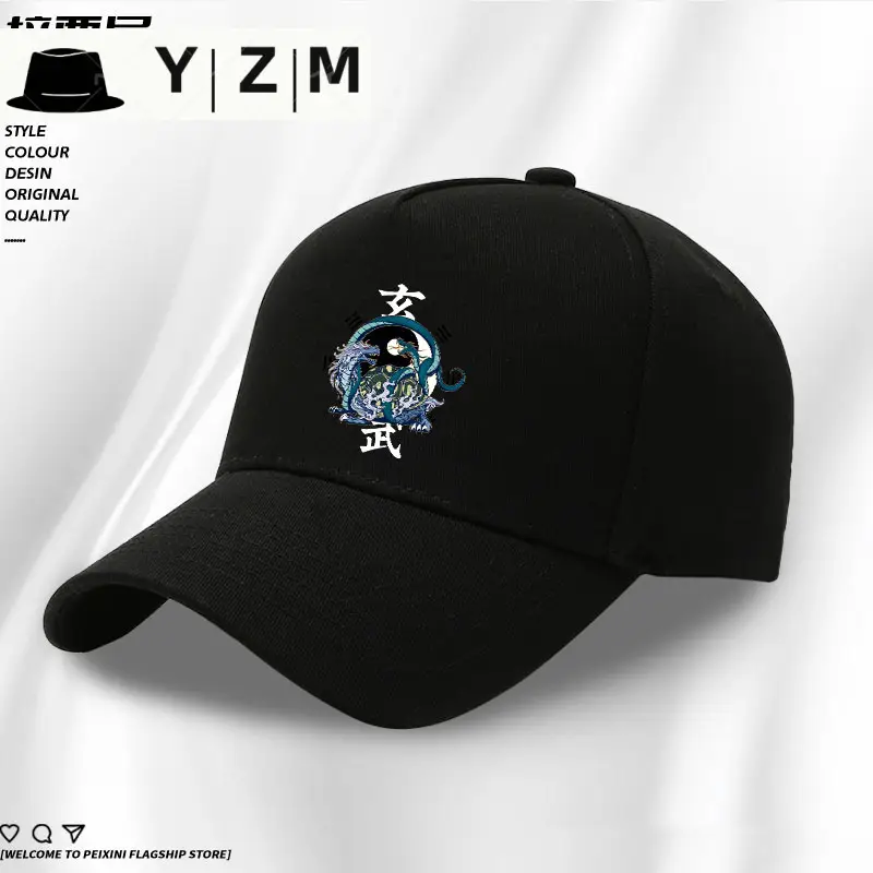 White Baseball Cap with Blue Dragon Embroidery - Image 28