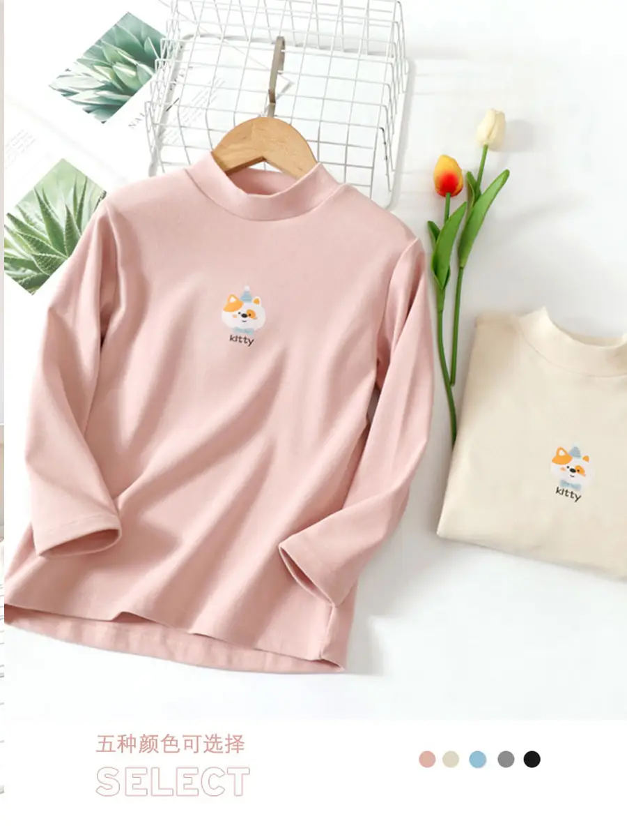 Autumn Long Sleeve T-Shirt for Boys Girls Light Blue