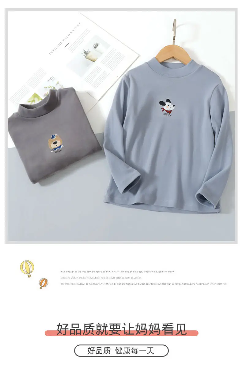 Autumn Long Sleeve T-Shirt for Boys Girls Light Blue — feature 18