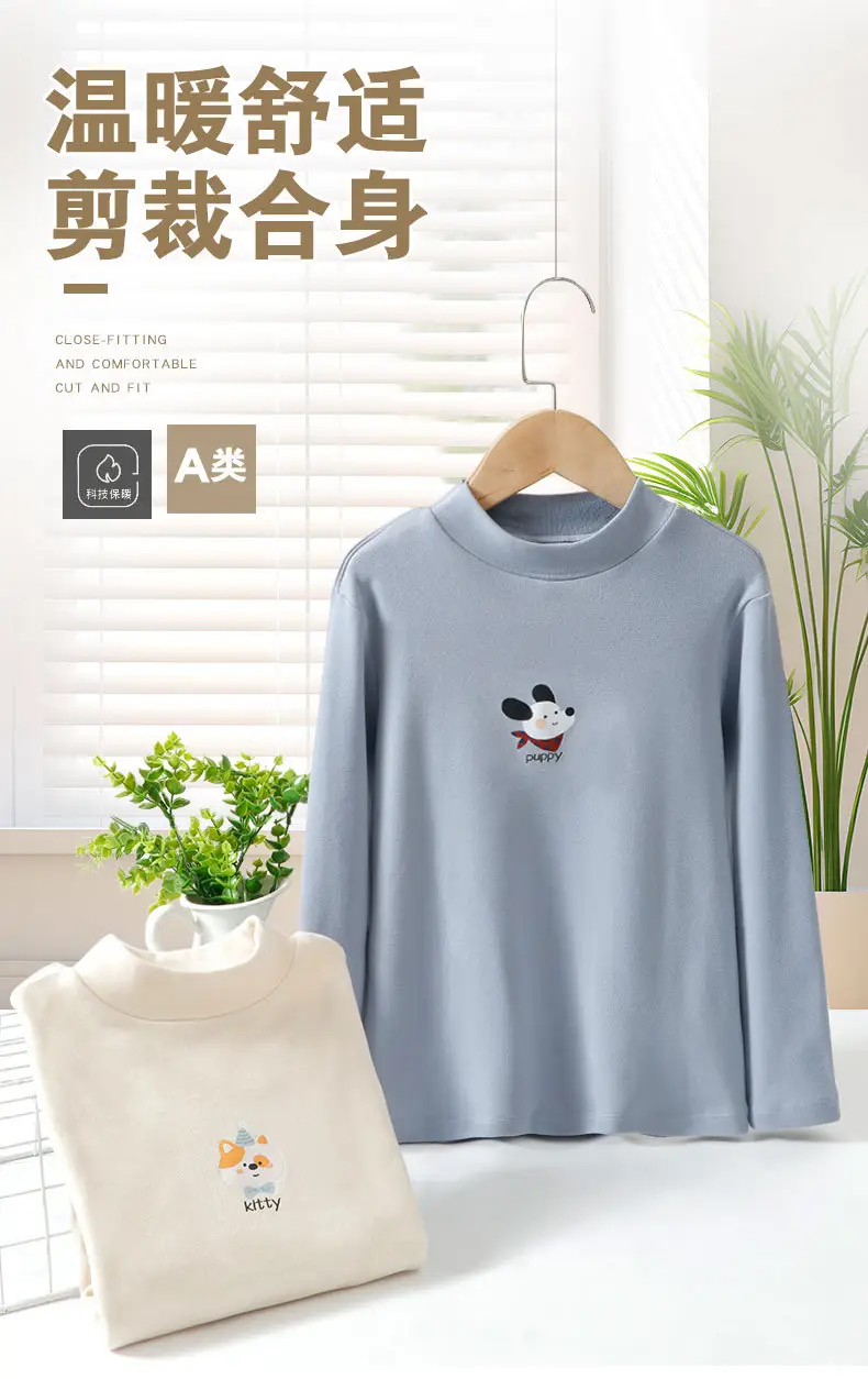 Autumn Long Sleeve T-Shirt for Boys Girls Light Blue — feature 7