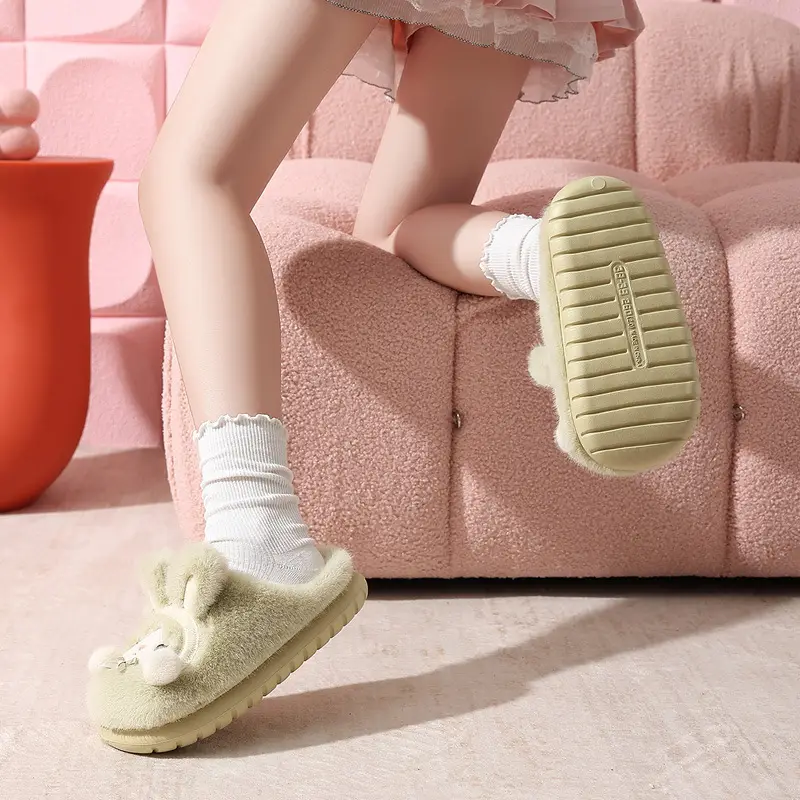Women's Cartoon Furry Winter Slippers Thick Soft