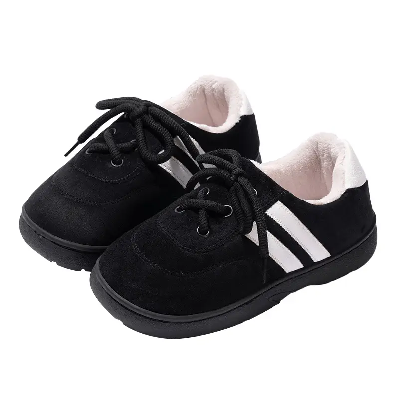 Women Fleece Lined Black Sneakers for Winter Outdoor Wear