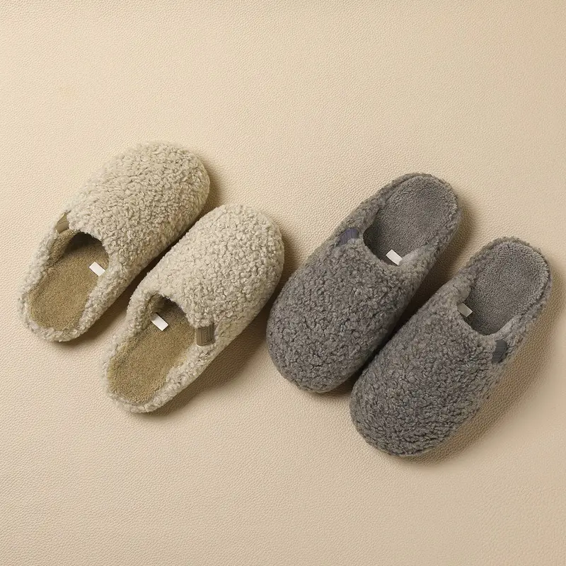 Home Cotton Slippers for Women, Winter Indoor Plush Warm Non-Slip Slippers for Men, Bedroom Furry Slippers for Men, Winter Wholesale