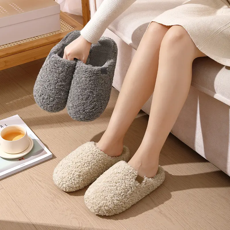 Home Cotton Slippers for Women in Winter, Couple Plush Warm Non-Slip Indoor Bedroom Slippers for Men, Winter Furry Slippers for Men - Image 16