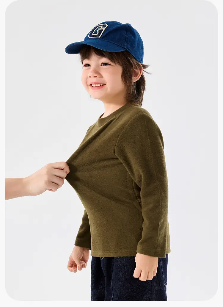 Dudu Home Boys Long Sleeve T-Shirt Olive Green Winter — feature 14