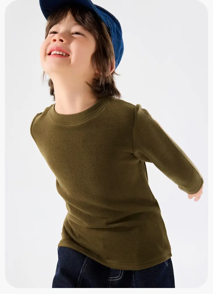 Dudu Home Boys Long Sleeve T-Shirt Olive Green Winter — feature 18