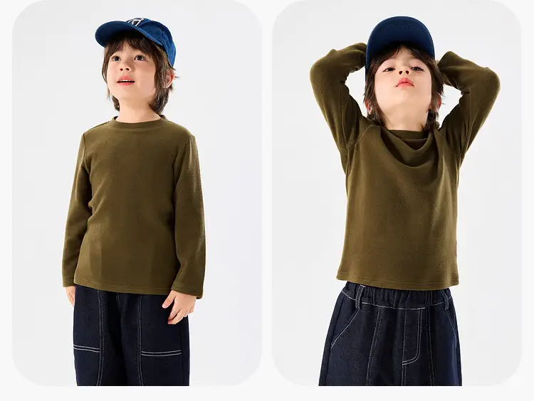 Dudu Home Boys Long Sleeve T-Shirt Olive Green Winter — feature 19