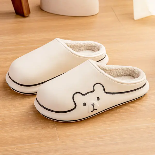All-Inclusive and Waterproof Cotton Slippers for Women in Autumn and Winter for Couples to Wear Outside, Non-Slip, Comfortable and Velvet, Warm Home Plush Cotton Shoes