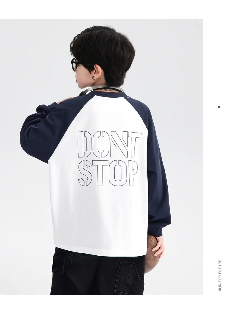 Boys Cotton Long Sleeve T-Shirt White Navy 2025 — feature 15