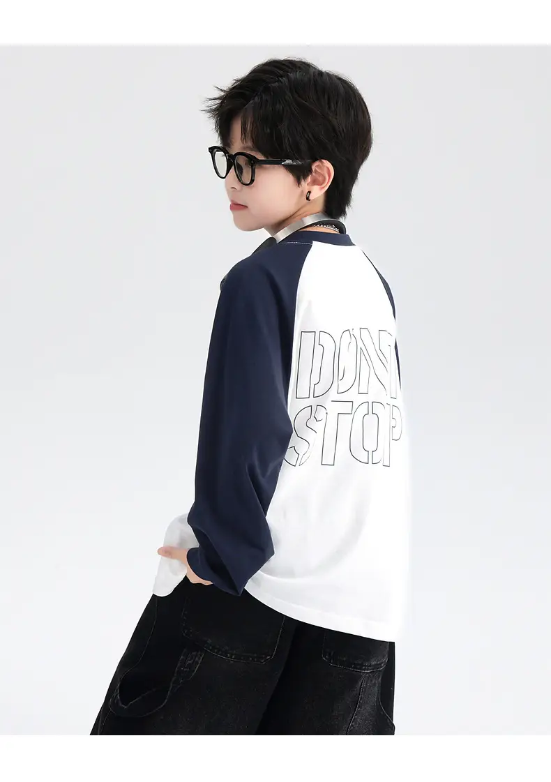 Boys Cotton Long Sleeve T-Shirt White Navy 2025 — feature 18