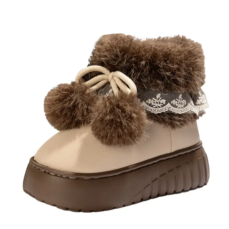 New Korean-Style High-End Cotton Slippers for Women, Winter Thick-Soled Height-Increasing Cotton Shoes, Fashionable and Versatile, with Added Fleece for Warmth - Image 8