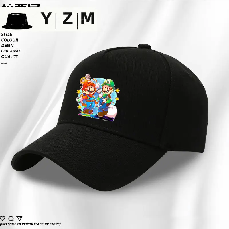 Mario Cartoon Cap Black with Embroidery - Image 7