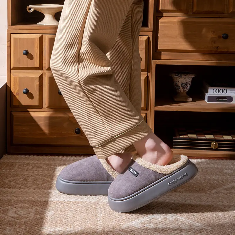 Men's and Women's 2026 New Autumn and Winter Indoor Home Plush Warm Non-Slip Cotton Slippers with a Stepping-On-Feces Feel - Image 5