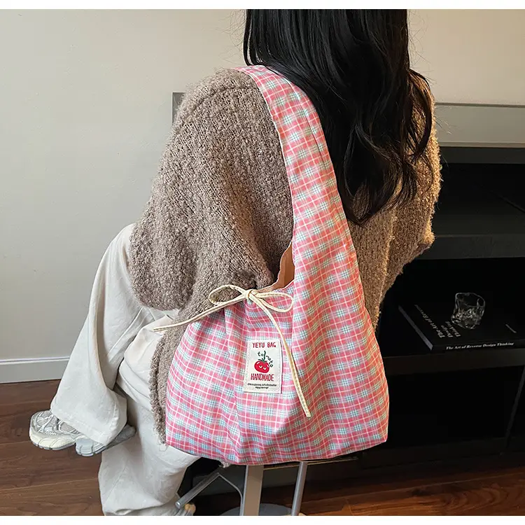 Plaid Shoulder Bag Large Capacity Spring Summer — feature 15