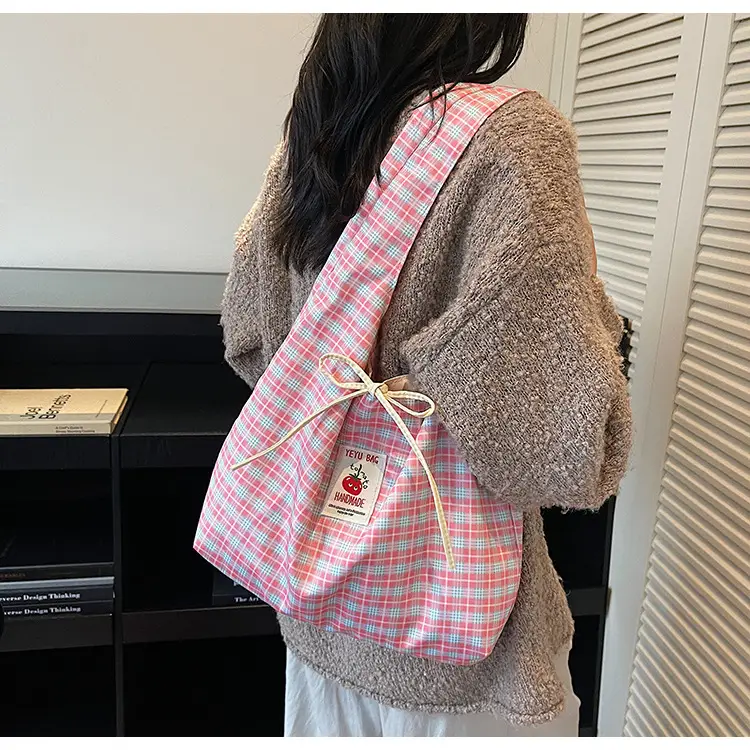 Plaid Shoulder Bag Large Capacity Spring Summer — feature 17