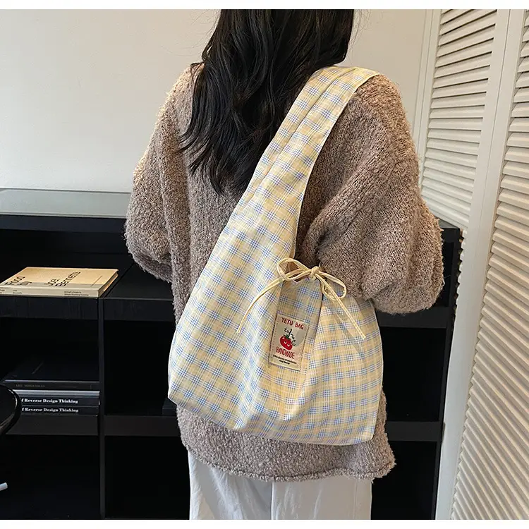 Plaid Shoulder Bag Large Capacity Spring Summer — feature 20