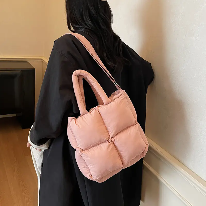 Pink Puffer Shoulder Bag for Women 2025 Winter - Image 6