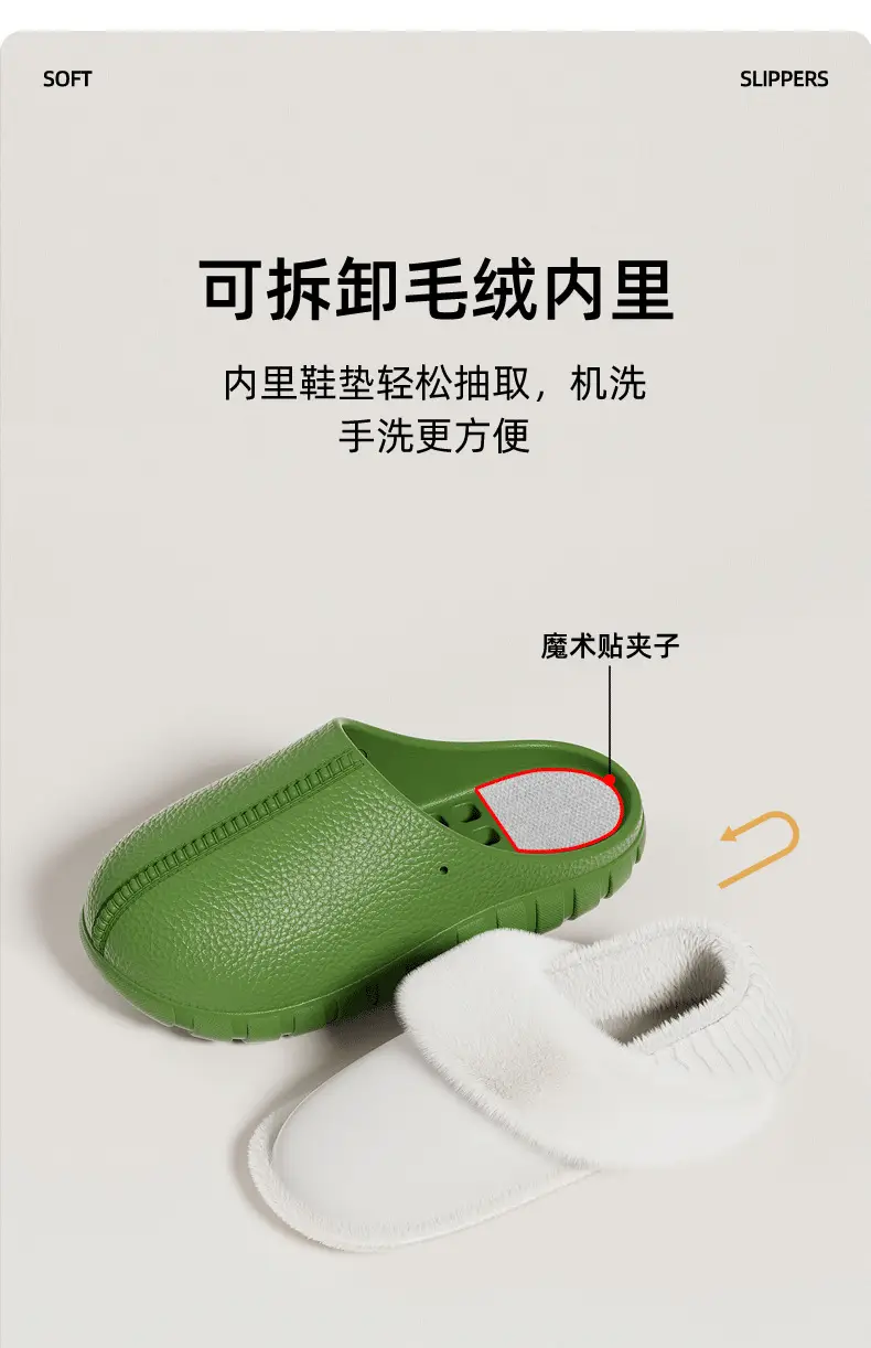 Cotton Slippers for Women, Winter Home Use, Indoor Non-Slip Couple Home Warm Winter Plush Bag Heel Cotton Slippers for Men — feature 7