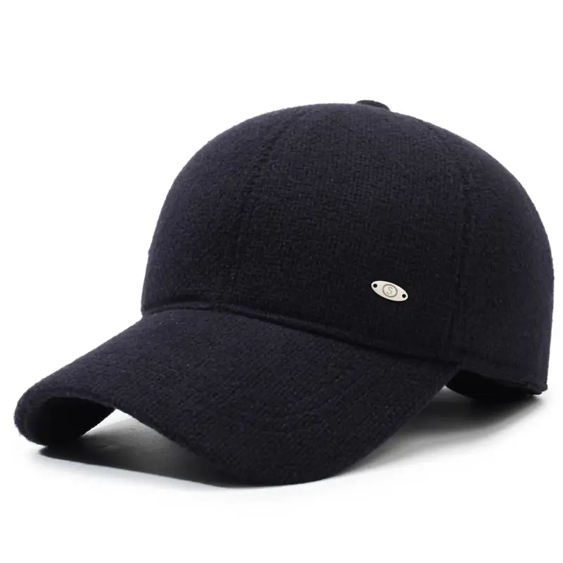 Men's Grey Fleece Baseball Cap Winter Warm
