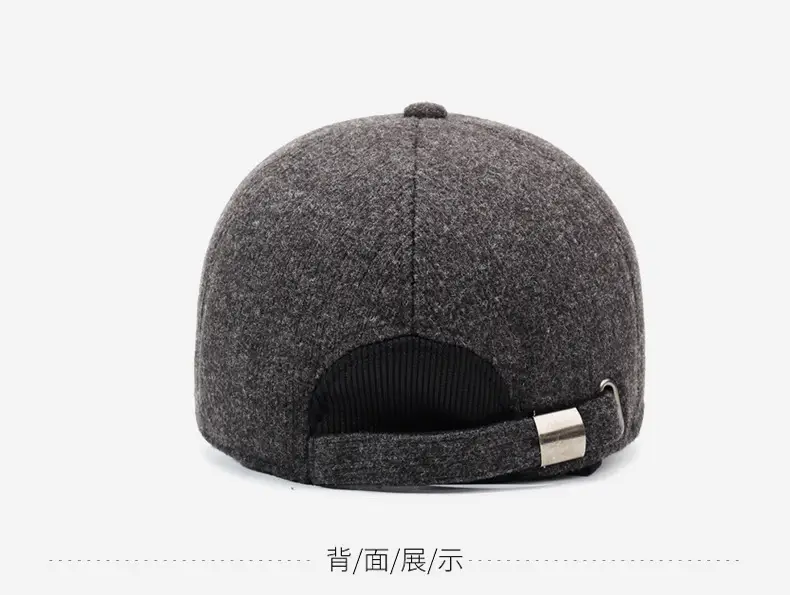 Gray Wool Baseball Cap for Men Winter Sun Protection — feature 11